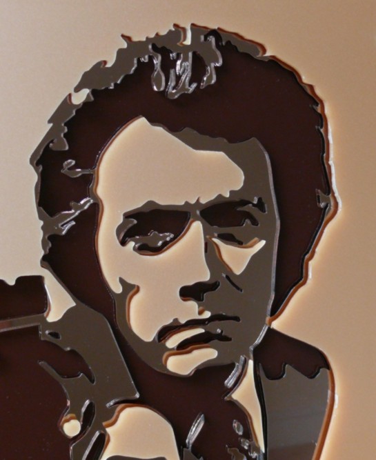 Dirty Harry - close up of laser cut mirror acrylic detail
