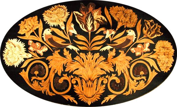 W and M Marquetry Oval Motif