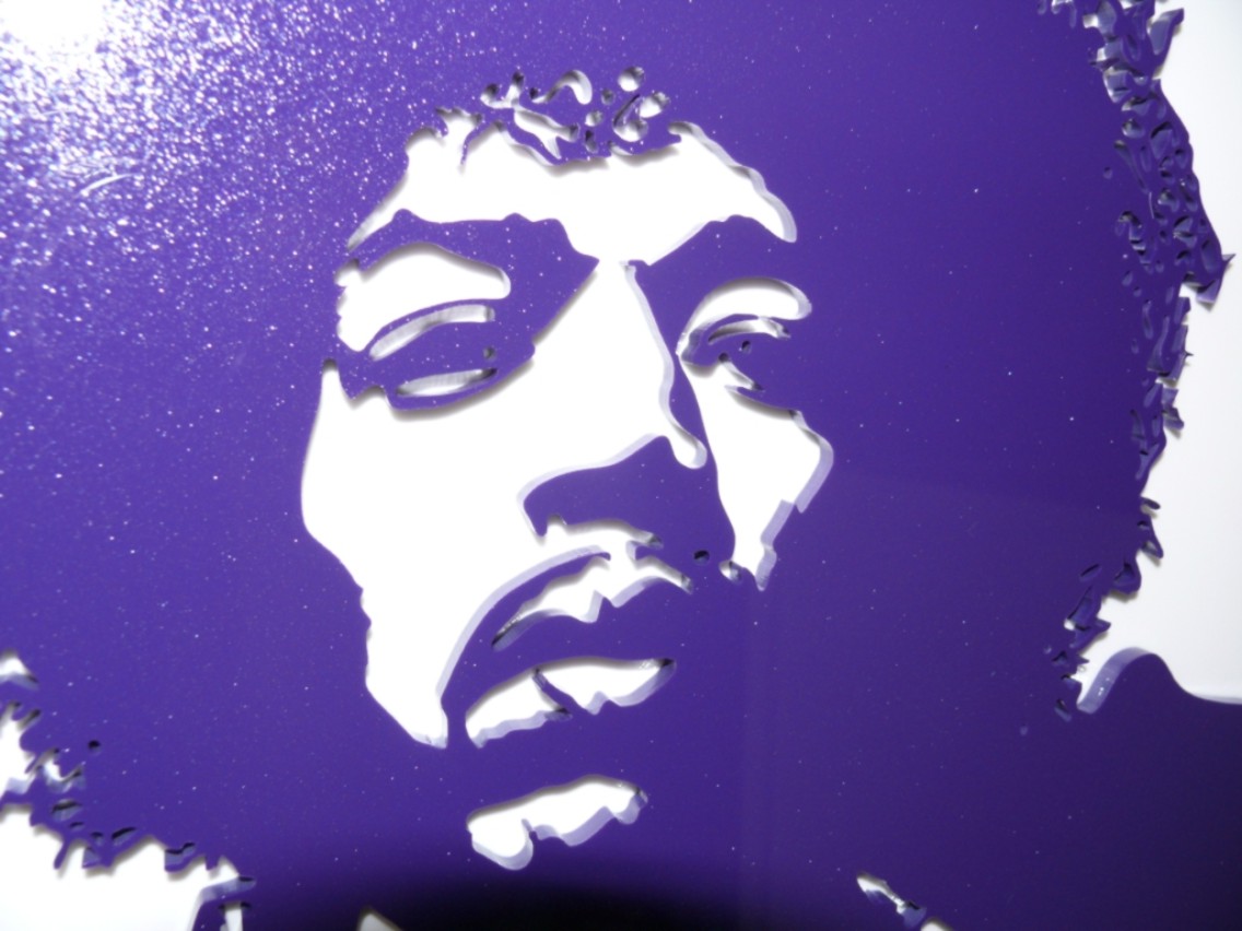 jimi hendrix purple glitter  acrylic detail